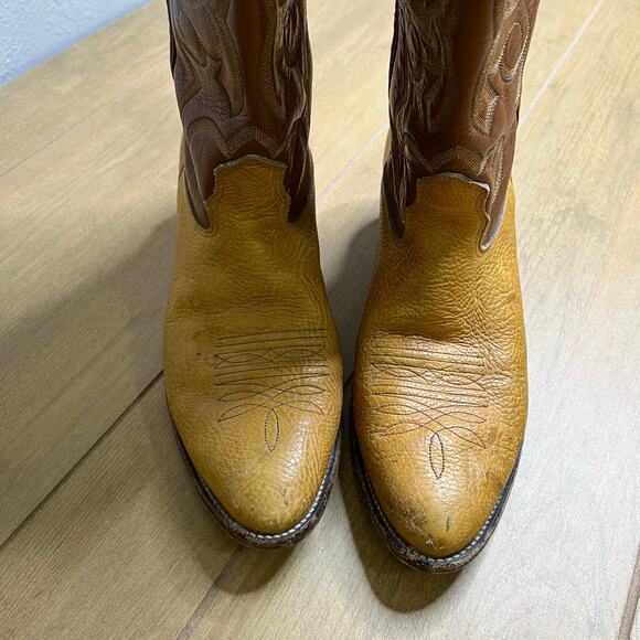 Nocona USA Cowboy‎ Boots Mens 11 C Brown Tan Western Leather Vintage main image 11